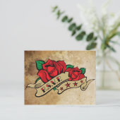 Tattoo-Rose über Vintage UAWG Einladungspostkarte (Stehend Vorderseite)