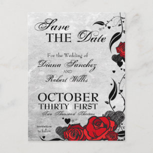 Tattoo-Rose und Herz Save the Date Ankündigungspostkarte