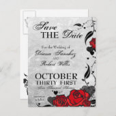 Tattoo-Rose und Herz Save the Date Ankündigungspostkarte (Vorne/Hinten)