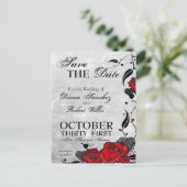 Tattoo-Rose und Herz Save the Date Ankündigungspostkarte (Stehend Vorderseite)