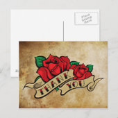 Tattoo Rose Vielen Dank Postkarte (Vorne/Hinten)