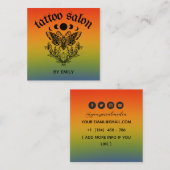 Tattoo Salon Butterfly Moth Colorful Ombre Quadratische Visitenkarte (Vorne/Hinten)