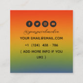 Tattoo Salon Butterfly Moth Colorful Ombre Quadratische Visitenkarte (Rückseite)