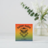 Tattoo Salon Butterfly Moth Colorful Ombre Quadratische Visitenkarte (Stehend Vorderseite)