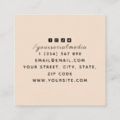 Tattoo Salon Elegante Gezeichnet Blume & Social Me Quadratische Visitenkarte (Rückseite)