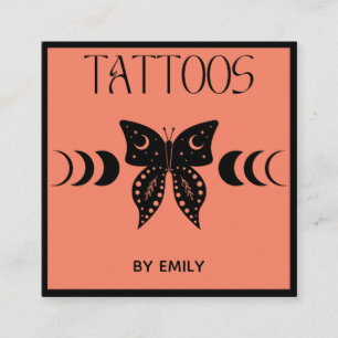Tattoo Salon Mystical Butterfly Holographic Quadratische Visitenkarte