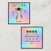 Tattoo Salon Mystical Holographic Quadratische Visitenkarte (Vorne/Hinten)
