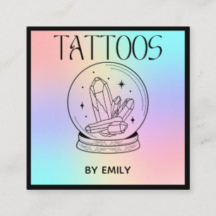 Tattoo Salon Mystical Moon Holographic Quadratische Visitenkarte