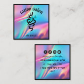 Tattoo Salon Snake Holographic Quadratische Visitenkarte (Vorne/Hinten)