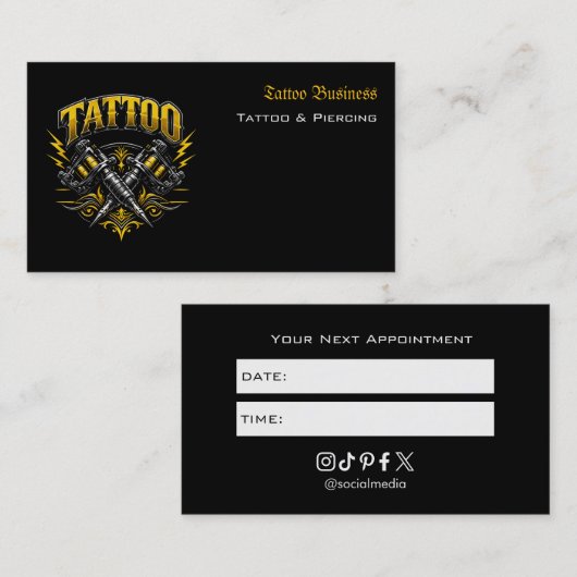 Tattoo-Salon-Termin-Erinnerung Visitenkarte (Vorne/Hinten)