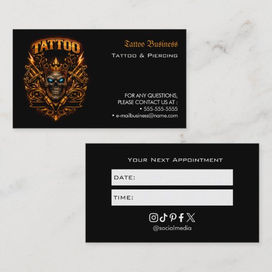 Tattoo-Salon-Termin-Erinnerung Visitenkarte (Vorne/Hinten)