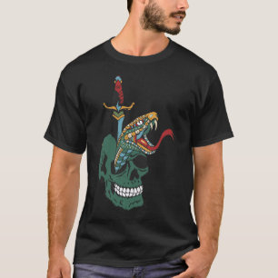 Tattoo Serpent Totenkopf Dolch Old Scho T-Shirt