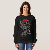 Tattoo She-Wolf Head and Rote Rose Sweatshirt (Vorne ganz)