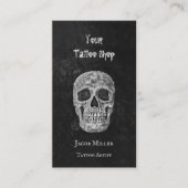 Tattoo Shop Gothic Black and White Skull Head Visitenkarte (Vorderseite)