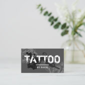 Tattoo Shop Tattoo Gun Rose Blume Typografie Visitenkarte (Stehend Vorderseite)