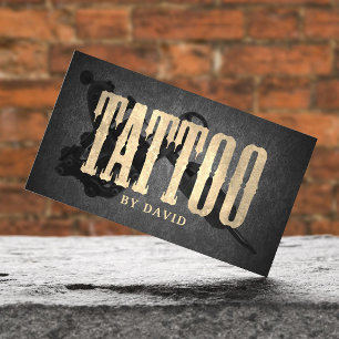 Tattoo Shop Tattoo Gun Vintag Gold Typografie Visitenkarte