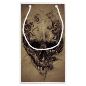 Tattoo-Skull über Vintages Papier Kleine Geschenktüte (Rückseite)