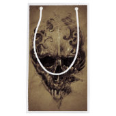 Tattoo-Skull über Vintages Papier Kleine Geschenktüte (Vorderseite)