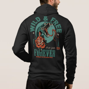 Tattoo snake serpent old school wild and free fore hoodie