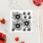 Tattoo Sonnenblume Schwarz-weiß Tattoo Serviette (Beispiel)