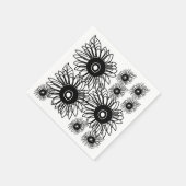 Tattoo Sonnenblume Schwarz-weiß Tattoo Serviette (Ecke)