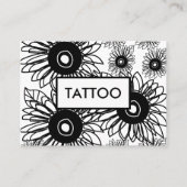 Tattoo Sonnenblume Schwarz-weiß Tattoo Visitenkarte (Vorderseite)