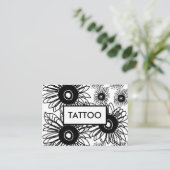 Tattoo Sonnenblume Schwarz-weiß Tattoo Visitenkarte (Stehend Vorderseite)