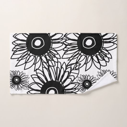 Tattoo Sonnenblume Schwarz-weiße Tattoo Blume Badhandtuch Set (Handtuch)