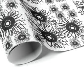 Tattoo Sonnenblume Schwarz-weiße Tattoo Blume Geschenkpapier (Rolleneckpunkt)