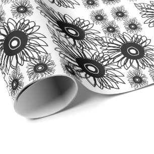 Tattoo Sonnenblume Schwarz-weiße Tattoo Blume Geschenkpapier