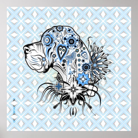 Tattoo Stil Doggen Portrait Poster (Vorne)