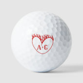 Tattoo-Stil rotes Herz Custom 2 Initialen Valentin Golfball (Vorderseite)