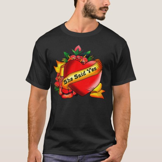 Tattoo Stil sagte sie ja T-Shirt (Vorderseite)