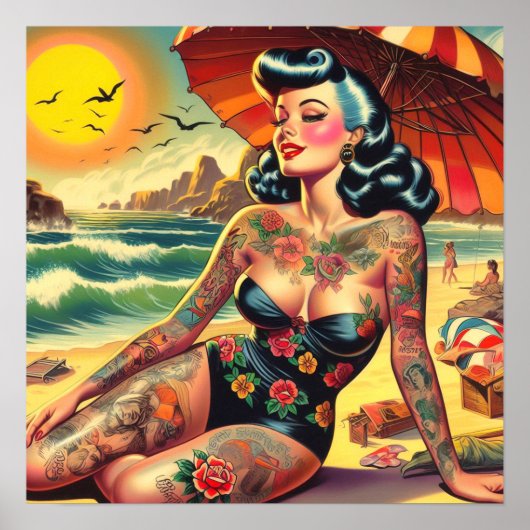 Tattoo-Strand-Pin-up Poster (Vorne)