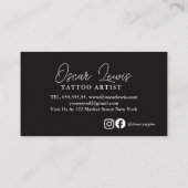 Tattoo Studio Black Photo Visitenkarte | (Rückseite)
