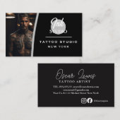 Tattoo Studio Black Photo Visitenkarte | (Vorne/Hinten)