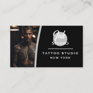 Tattoo Studio Black Photo Visitenkarte  