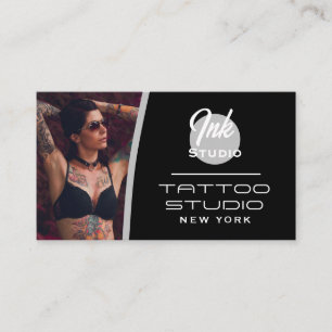 Tattoo Studio Black Photo Visitenkarte  