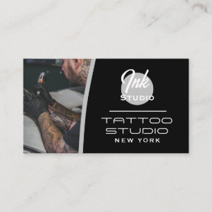 Tattoo Studio Black Photo Visitenkarte  