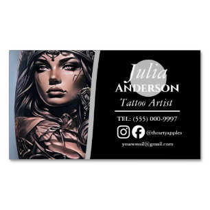 Tattoo Studio Black Photo Visitenkarte Magnetische Visitenkarte