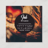Tattoo-Studio Schwarze Foto Visitenkarte | (Vorderseite)