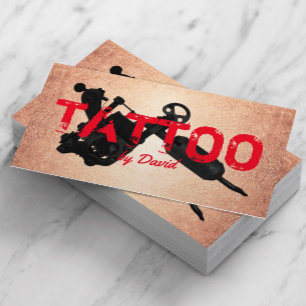 Tattoo-Studio Tattoo-Pistole Vintage-Gold-Typograf Visitenkarte