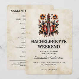 Tattoo Style Herzdagger Retro Bachelorette Einladung