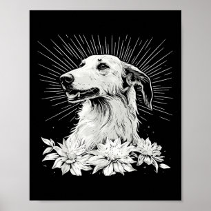 Tattoo Style Lover Borzoi Retro Dog Poster