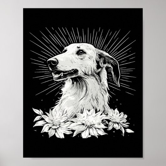 Tattoo Style Lover Borzoi Retro Dog Poster (Vorne)