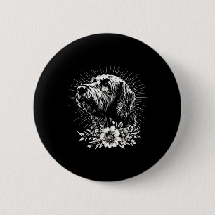 Tattoo Style Lover Briard Retro Dog _1 Button