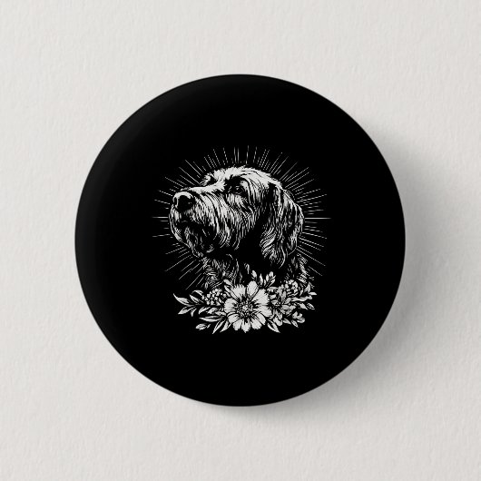 Tattoo Style Lover Briard Retro Dog _1 Button (Vorderseite)