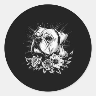 Tattoo Style Lover Bulldog Retro Dog Runder Aufkleber