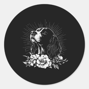 Tattoo Style Lover English Springer Spaniel Retro Runder Aufkleber