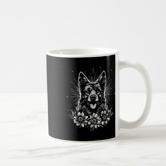 Tattoo Style Lover German Shepherd Retro Dog Kaffeetasse (Rechts)